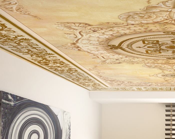 Монтаж фресок на потолок