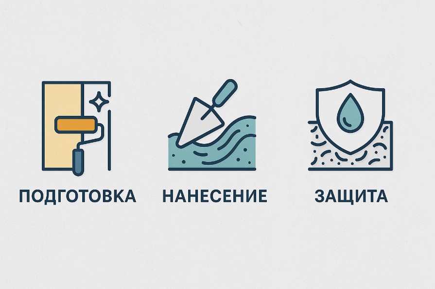 Этапы нанесения декоративной штукатурки инфографика.