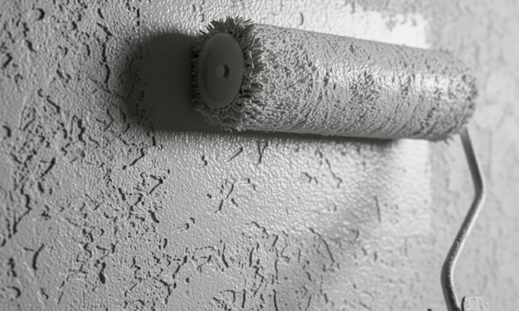 Покраска фактурной декоративной штукатурки валиком