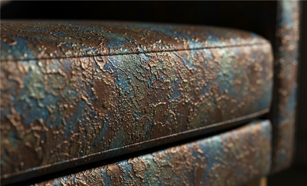 Фактура жидкого металла с патиной на мебельном фасаде