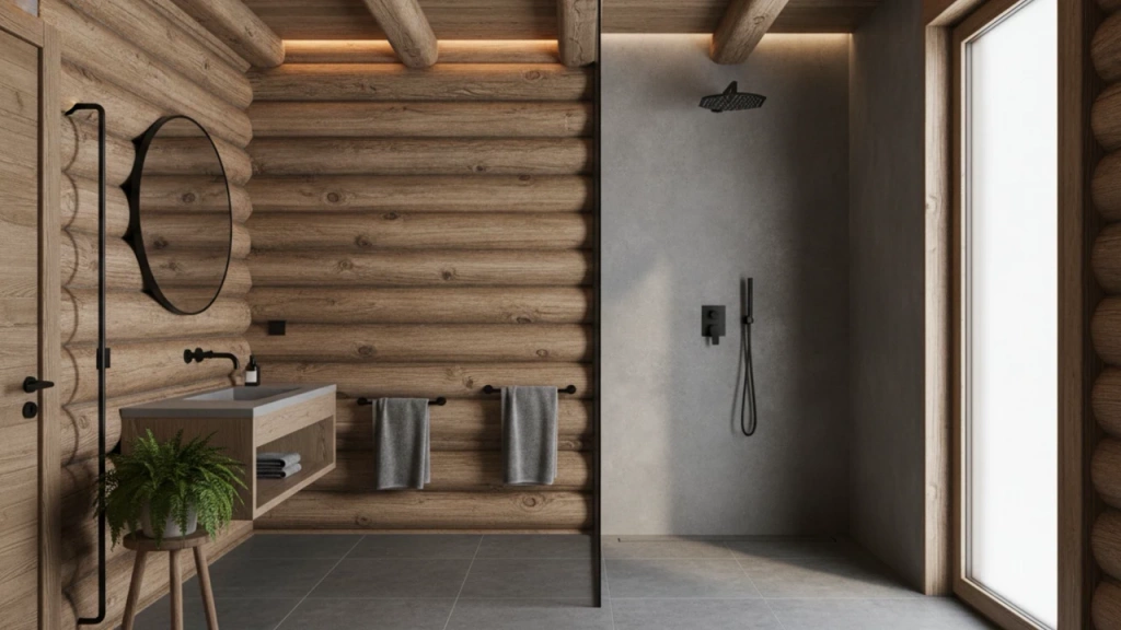 Отделка ванной комнаты в деревянном доме арт-бетоном