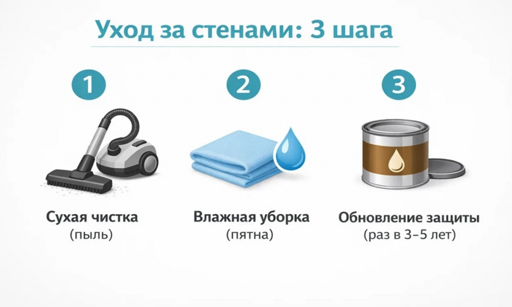 Этапы ухода за декоративной штукатуркой инфографика