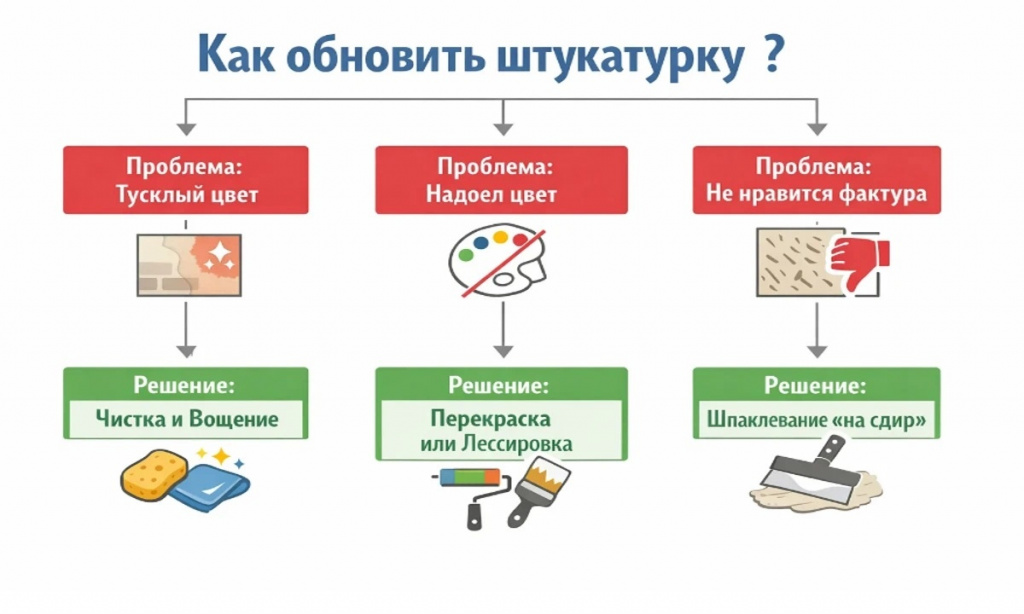 Как обновить штукатурку. Инфографика