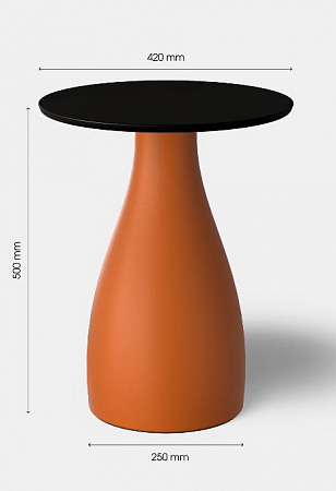 Керамический столик Bolet table терракотовый, столешница черная