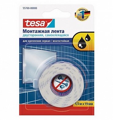 TESA Монтажная лента для фиксации зеркал 1,5 м * 19 мм
